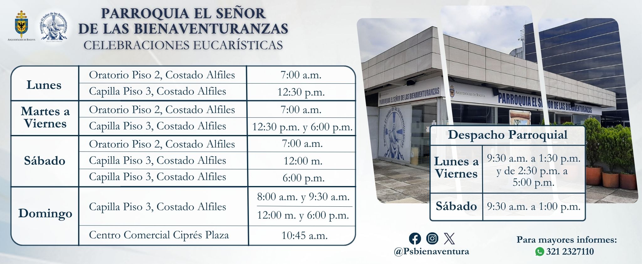 Horarios Misas y Despacho Parroquial