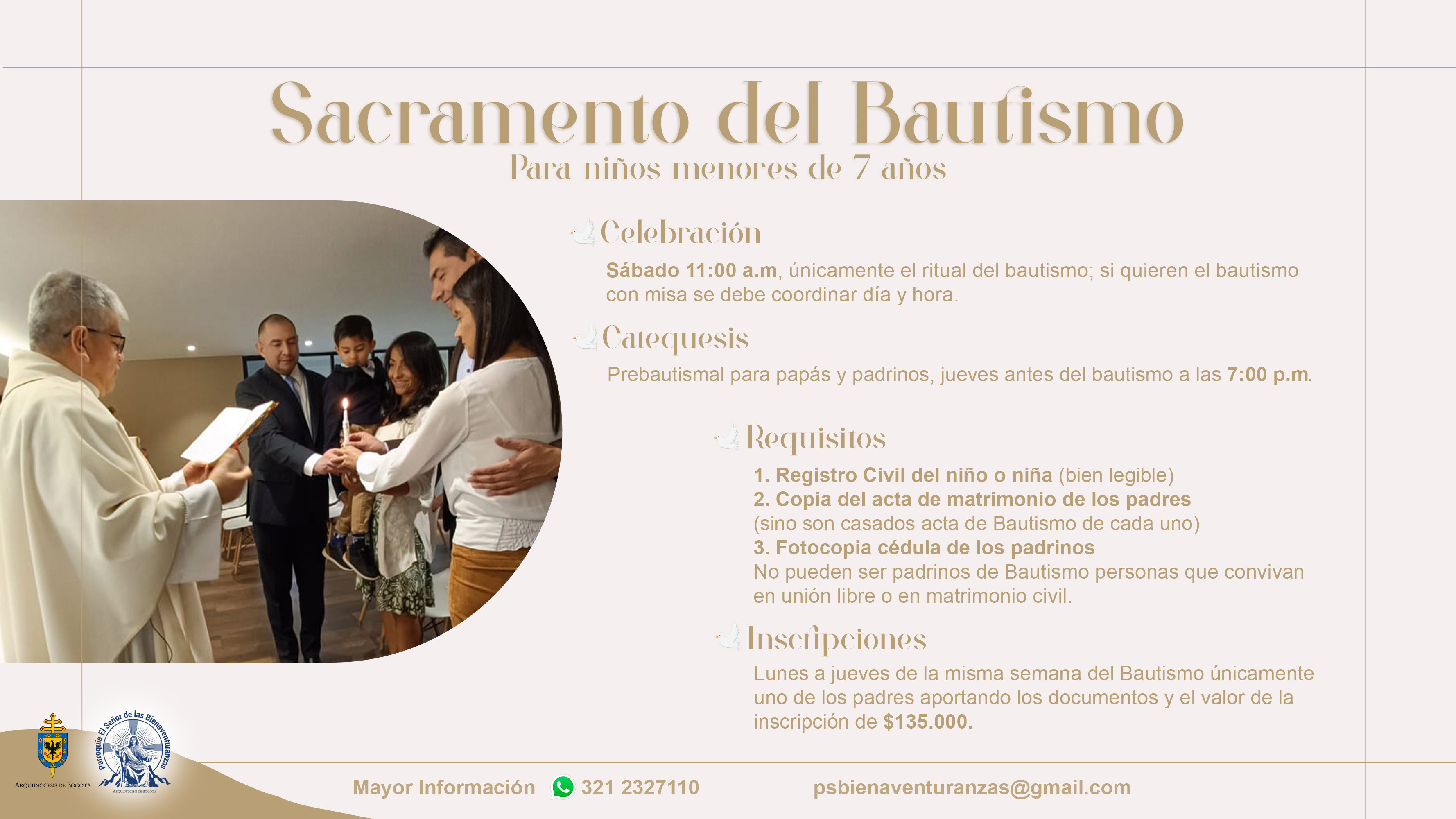 Sacramento del Bautismo Información 2025